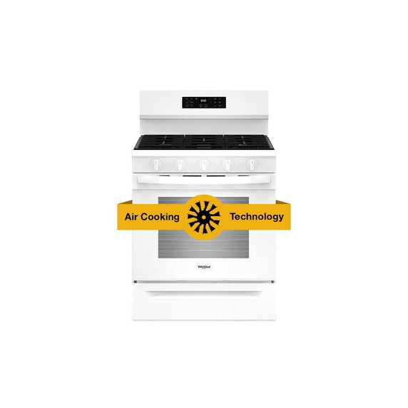 Whirlpool® 30-inch Gas Range with Air Fry and Air Baking, Self Cleaning, Rapid Preheat 5.0 CuFt Capacity WFGS5030RW