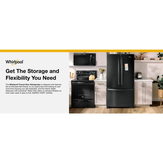Whirlpool® 36-Inch Wide Counter-Depth French Door Bottom Mount Refrigerator - 20 cu. ft. WRFC2036RB
