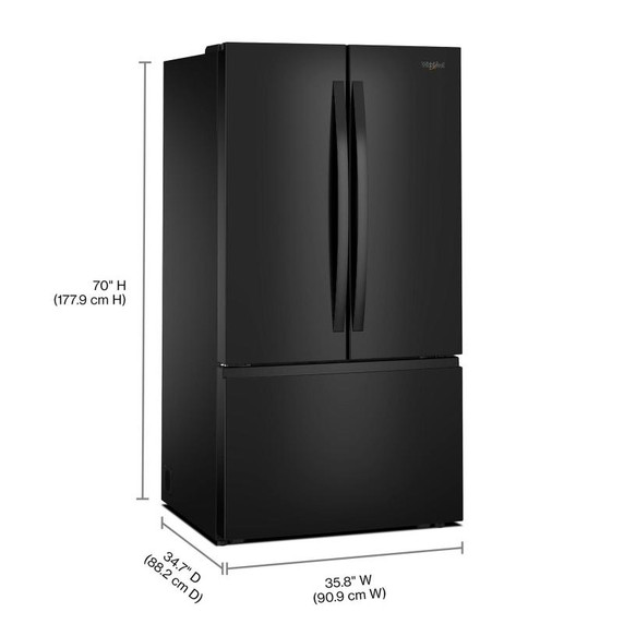 Whirlpool® 36-Inch French Door Refrigerator with Interior Water Dispenser - 31 cu. ft. WRFF3336SB Whirlpool® 36-Inch French Door Refrigerator with Interior Water Dispenser - 31 cu. ft. WRFF3336SB