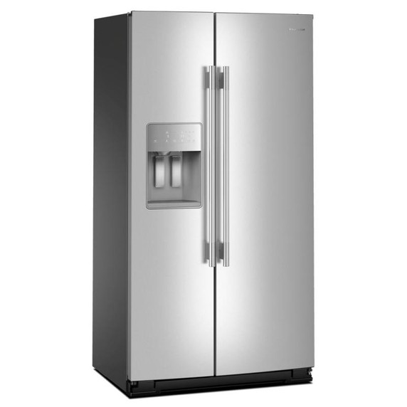 Kitchenaid® 20.8 Cu. Ft. Counter-Depth Side-by-Side Refrigerator with Exterior Ice and Water Dispenser in PrintShield™ Finish KRSC536RPS