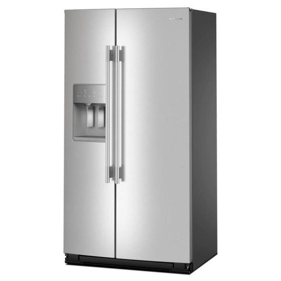 Kitchenaid® 20.8 Cu. Ft. Counter-Depth Side-by-Side Refrigerator with Exterior Ice and Water Dispenser in PrintShield™ Finish KRSC536RPS
