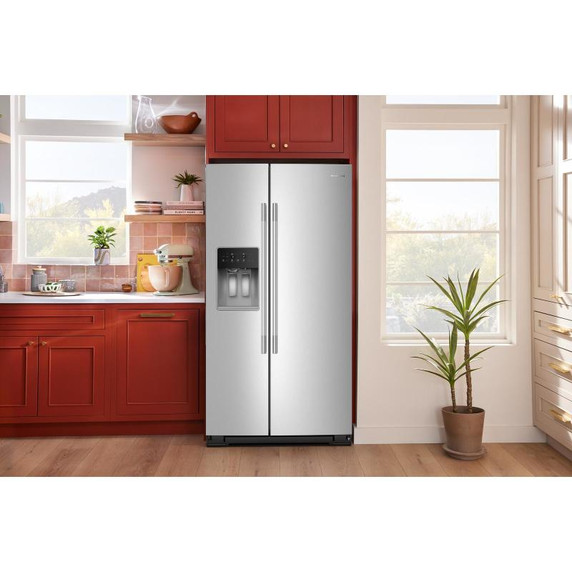 Kitchenaid® 20.8 Cu. Ft. Counter-Depth Side-by-Side Refrigerator with Exterior Ice and Water Dispenser in PrintShield™ Finish KRSC536RPS