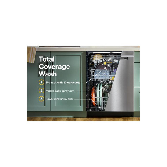 Whirlpool® 24-Inch Dishwasher with Total Coverage Wash Action and Auto Open Air Dry in Fingerprint Resistant Stainless Steel WDTS8024SZ