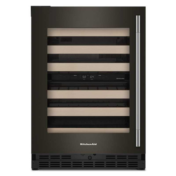 Kitchenaid® 24" Undercounter Wine Cellar with Full-Extension Wood-Front Racks KUWL524SBE