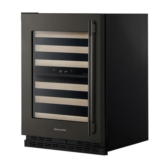 Kitchenaid® 24" Undercounter Wine Cellar with Full-Extension Wood-Front Racks KUWL524SBE