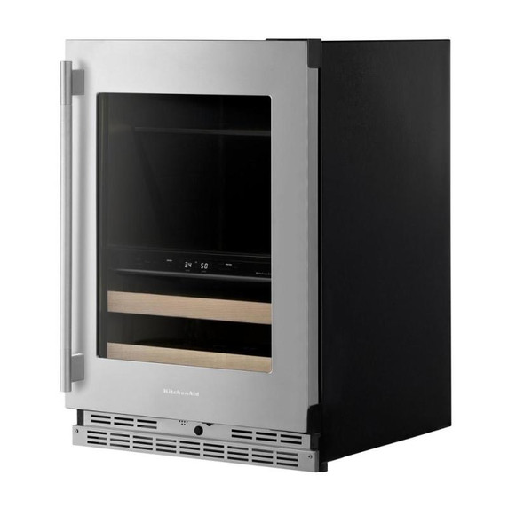 Kitchenaid® 24" Beverage Center with Glass Door and Wood-Front Racks KUBR524SPS