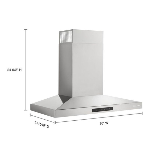 KitchenAid® 36-inch Wall-Mount, 4-Speed Canopy Hood KVWC736SSS