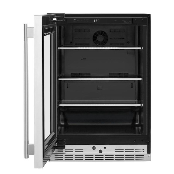 Kitchenaid® 24" Undercounter Refrigerator with Glass Door and Shelves with Metallic Accents KURL524SPS