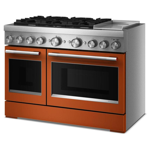 Kitchenaid® 48-Inch 6 Burner Commercial-Style Dual Fuel Range with Griddle KFDD948SSC
