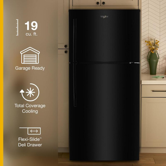 Whirlpool® 29.5-inch Wide Top Freezer Refrigerator with Total Coverage Cooling- 19 Cu. Ft. WRTX7419SB