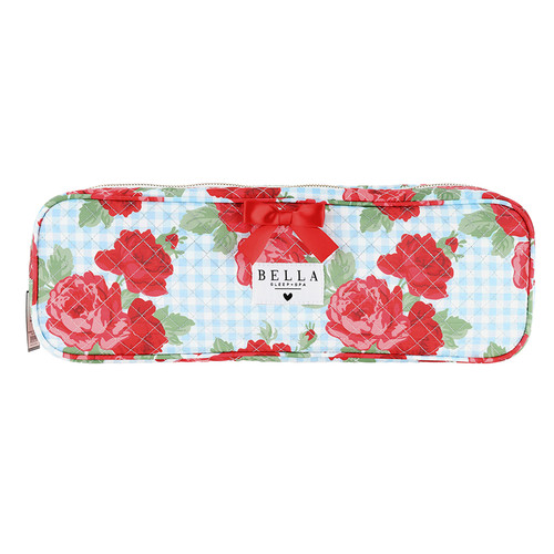 Quilted Hair Tool Bag - Blue Gingham + Red Roses