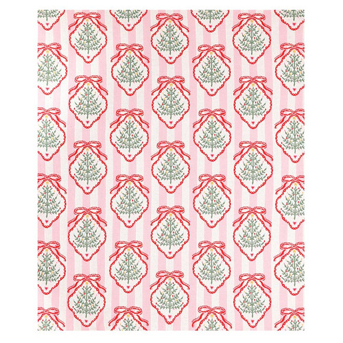 Luxe Throw - Pink Stripes + Doily Trees