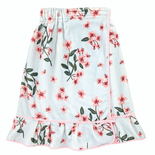 Plush Spa Wrap - Blue + Cherry Blossoms