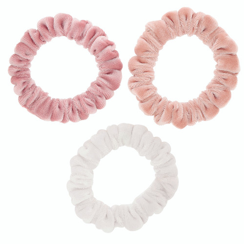 Small Velvet Scrunchies - Pink + Ivory - Set of 3