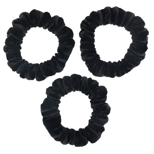 Small Velvet Scrunchies - Black - Set of 3