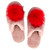 Plush Slippers - Blush with Red Pom Pom 