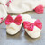 Plush Satin Bow Slippers - Ivory + Hot Pink Bow