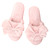 Plush Satin Bow Slippers - Light Blush + Blush Bow