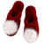 Plush Pom Pom Slippers -Burgundy + Beige Pom Pom