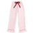 Full-Length Ruffled PJ Set With Velvet Tie - White + Light Pink Stripes