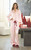 Full-Length Ruffle PJ Set With Velvet Tie - White + Light Pink Stripe