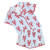 Bamboo Short Sleeve Top + Square Short PJ Set with Whip Stitch - Blue Stripes + Lobsters