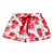 Short Sleeve Top + Square Short PJ Set with Velvet Tie - Blue Gingham + Red Roses