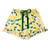 Long Sleeve Cropped Ruffled Top + Ruffled Short PJ Set with Velvet Ties - Pink Stripes + Lemons