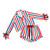 Long Sleeve Cropped Ruffled Top + Ruffled Short PJ Set with Velvet Ties - Red, White + Blue Stripe