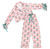 Cropped Ruffled Top + Ruffled Pant PJ Set with Velvet Ties - Pink Stripes + Doily Trees