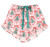 Cropped + Ruffled Short PJ Set with Velvet Ties - Pink Stripes + Doily Trees