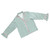 Full-Length Ruffled PJ Set - Ivory + Green Stripes with Pink Rick Rack Trim