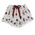 Cropped + Ruffled Short PJ Set with Velvet Ties - Navy Stripes + Bears