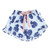Cropped + Ruffled Short PJ Set with Velvet Ties - Blue Gingham + Hydrangeas