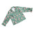 Full-Length Ruffled PJ Set with Velvet Tie - Green + Cherry Blossoms