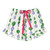 Cropped + Ruffled Short PJ Set with Velvet Ties - Ivory + Topiaries