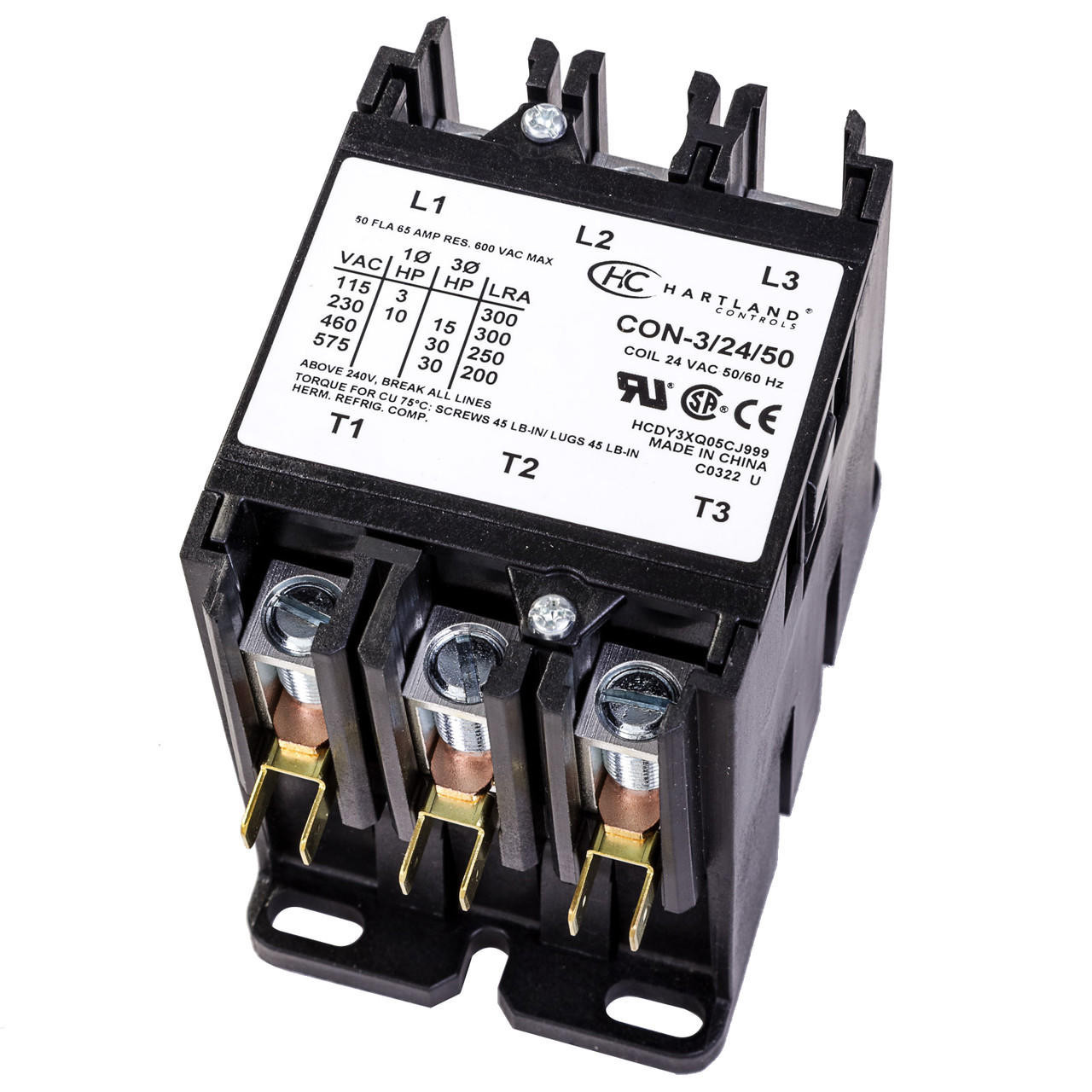 HartlandControls CON-3/120/60, HCDY3XT06CJ999, 3P 120V 60A Contactor - Foto 10