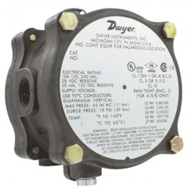 Dwyer Instruments 1950G-00-B-120-NA .07-.15"XPRF DIFF # SWITCH