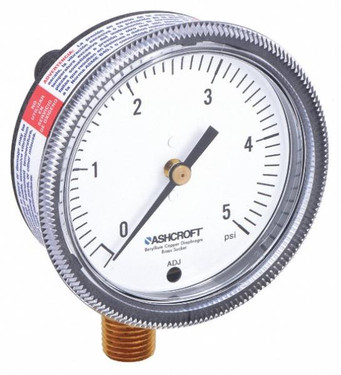 Ashcroft 251490A02L-0/60WC 2.5"AIR/GAS GAGE 0/60"WC,1/4"L