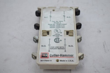 Cutler Hammer-Eaton W22-AUX  2N/O 2N/C,  Aux Contact