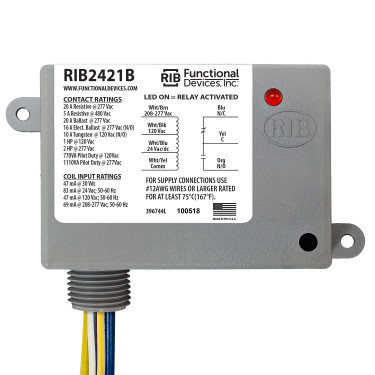 Functional Devices RIB2421B 24VAC/DC, 120-277VAC 20A SPDT