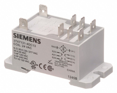 Siemens Industrial Controls 3TX7131-4DC13 24v DPDT 30a PanelMtRelay