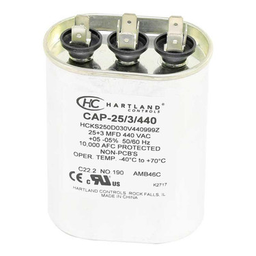 Hartland Controls CAP-3/440  3MFD 370/440V OVAL RUN CAP