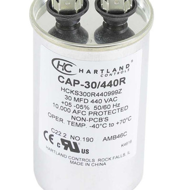 Hartland Controls CAP-30/440R  30MFD 370/440V ROUND RUN CAP