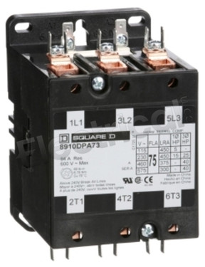 Schneider Electric (Square D) 8910DPA73V06 600VAC 75A DPA 3P 3NO 480VCoil