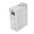 ABB HVAC variable frequency drive with front-mounted control keypad and ventilation housing, industrial motor drive used for pump and fan speed control in HVAC systems on white background