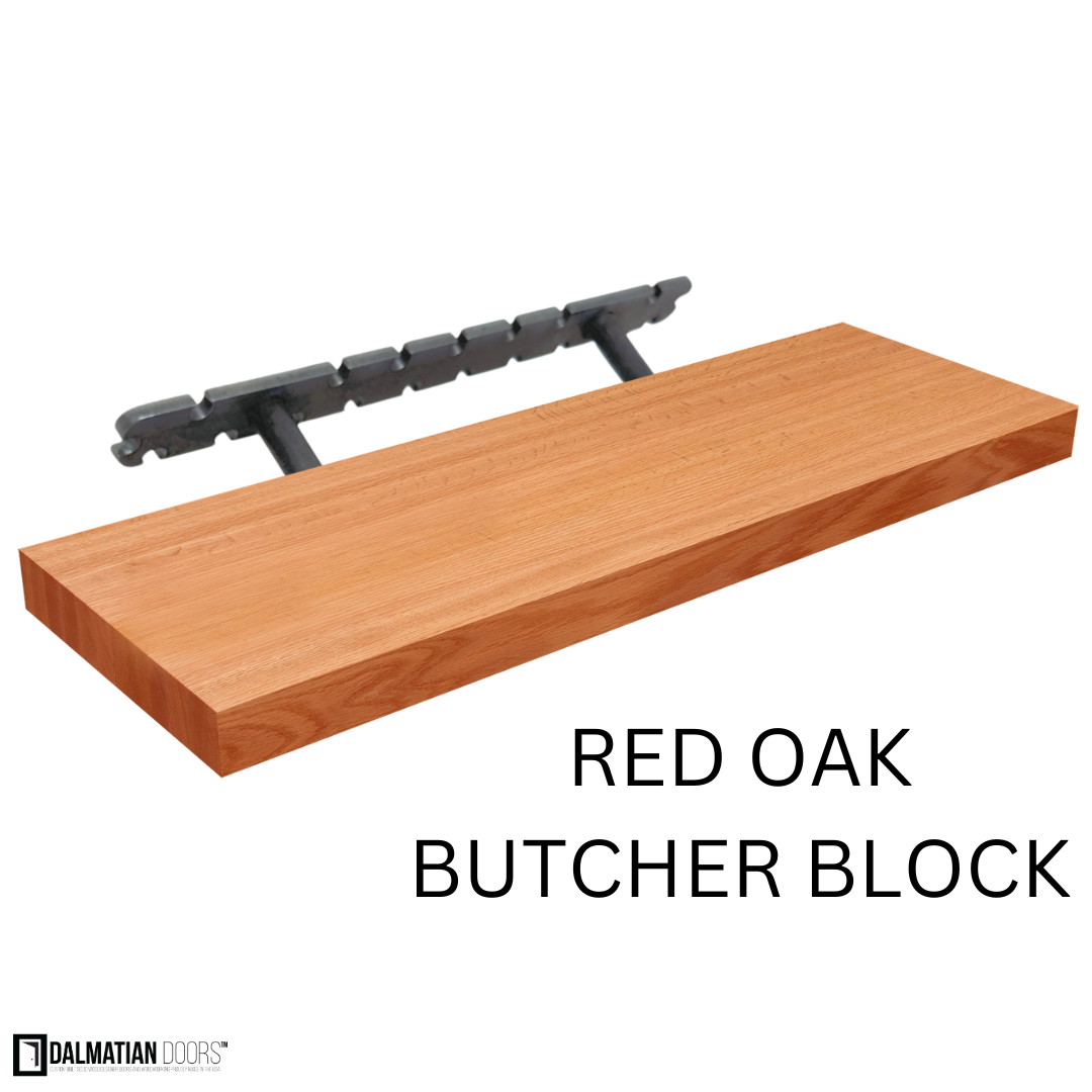 Red Oak Butcher Block Floating Shelf