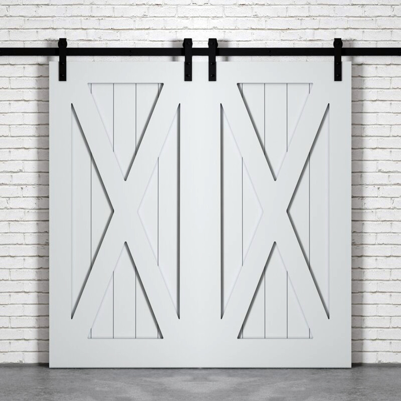 X Brace Wood 1 Panel Double Barn Door