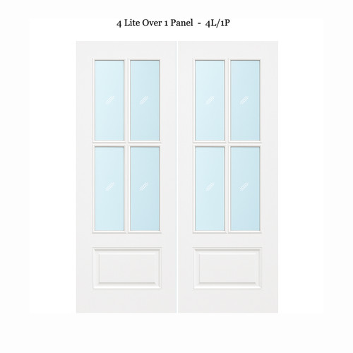4 Lite Over 1 Wood Panel Double Barn Door