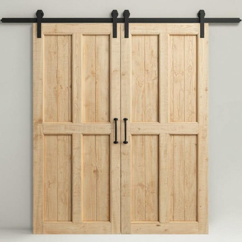 Traditional Wood 4 Panel Double Barn Door